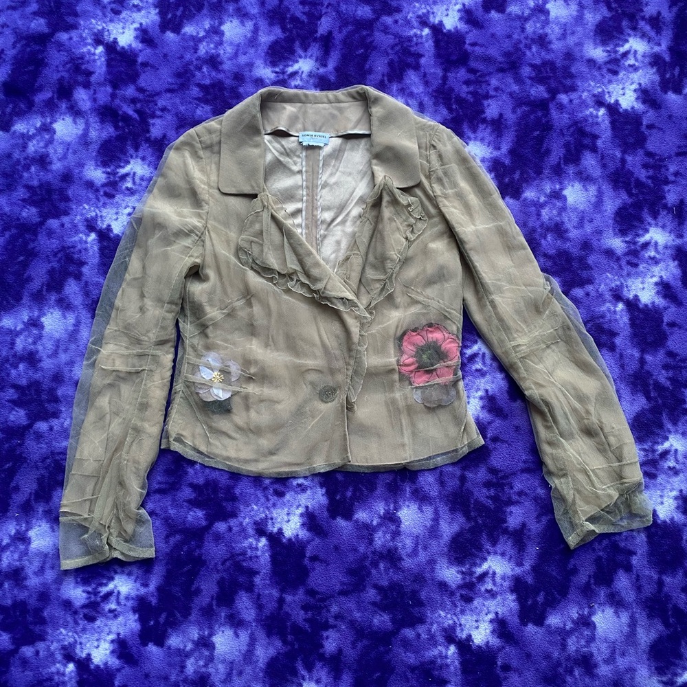 Designer Sonia Rykiel Tan Lace jacket with lace cover